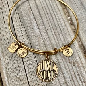 Retired Alex & Ani Live Music Gold Charm Bracelet